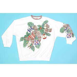 Vtg NUTCRACKER Ugly Christmas Glitter Ornaments Womens Sweatshirt Collar XL /204